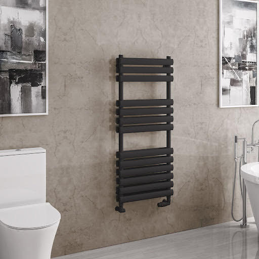Solaro Tunstall 1200 x 500mm Double Panel Heated Towel Radiator - Matt Black