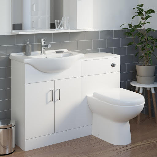Alpine White Gloss Toilet & Vanity Unit with Basin - 1150mm