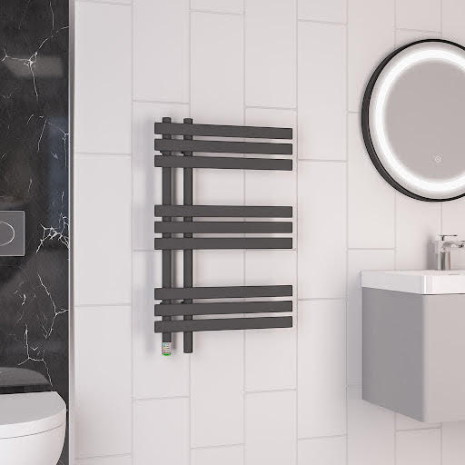 Solaro Loddon 800 x 500mm Electric Heated Towel Radiator - Matt Anthracite