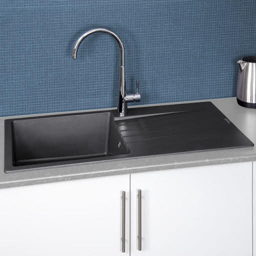 Reginox Harlem 10 Silver Black Granite Inset Kitchen Sink With Waste