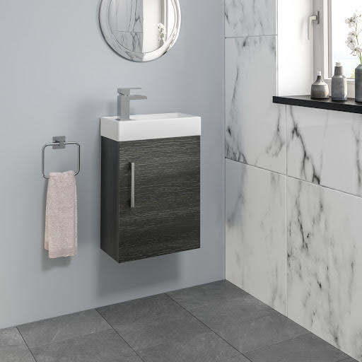 Aurora Charcoal Grey Wall Hung Cloakroom Vanity Unit & Basin 400mm W