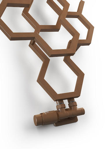 Terma Vario Twins Integrated Bright Copper Valves With Pipe Masking Set Right For Hex 50mm