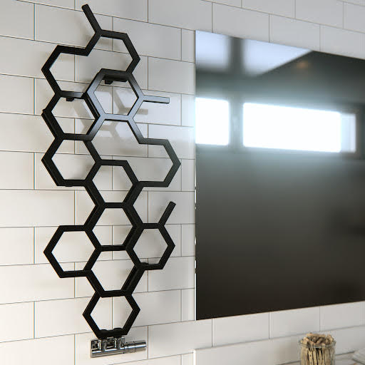 Terma Hex Matt Black Designer Radiator 1220 X 486mm