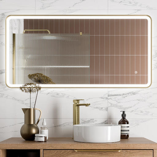 Artis Rectangular LED Mirror with Demister - 1200 x 600mm Brushed Brass