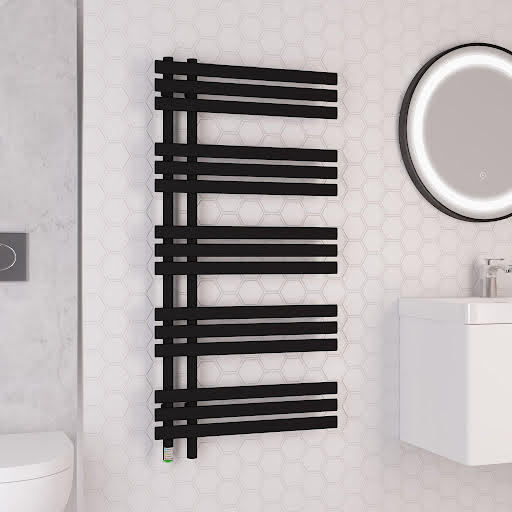 Solaro Loddon 1200 x 600mm Electric Heated Towel Radiator - Matt Black