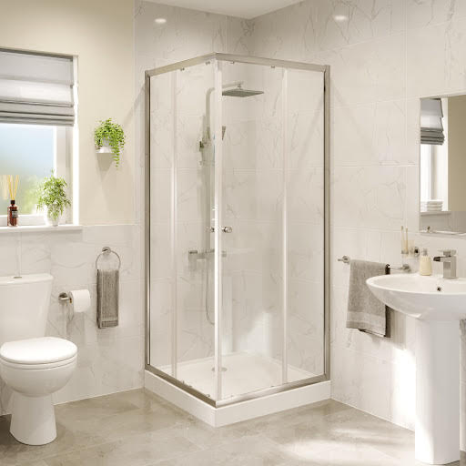 Hydrolux Corner Entry Shower Enclosure 760 x 760mm with Raised Non Slip Tray and Waste - 4mm