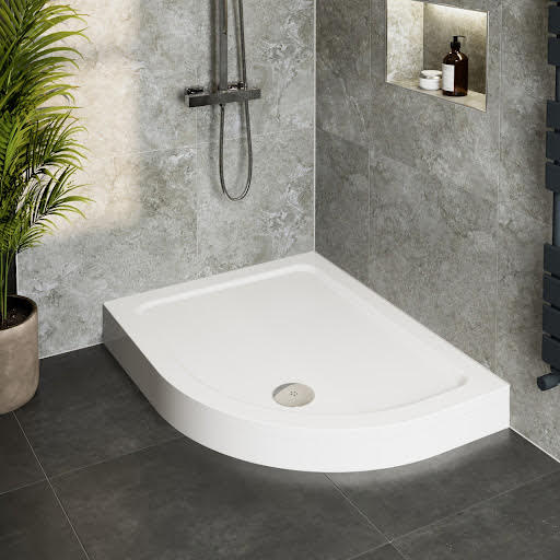 Hydrolux Raised 900 x 760mm Offset Quadrant Shower Tray with Waste - RH Entry