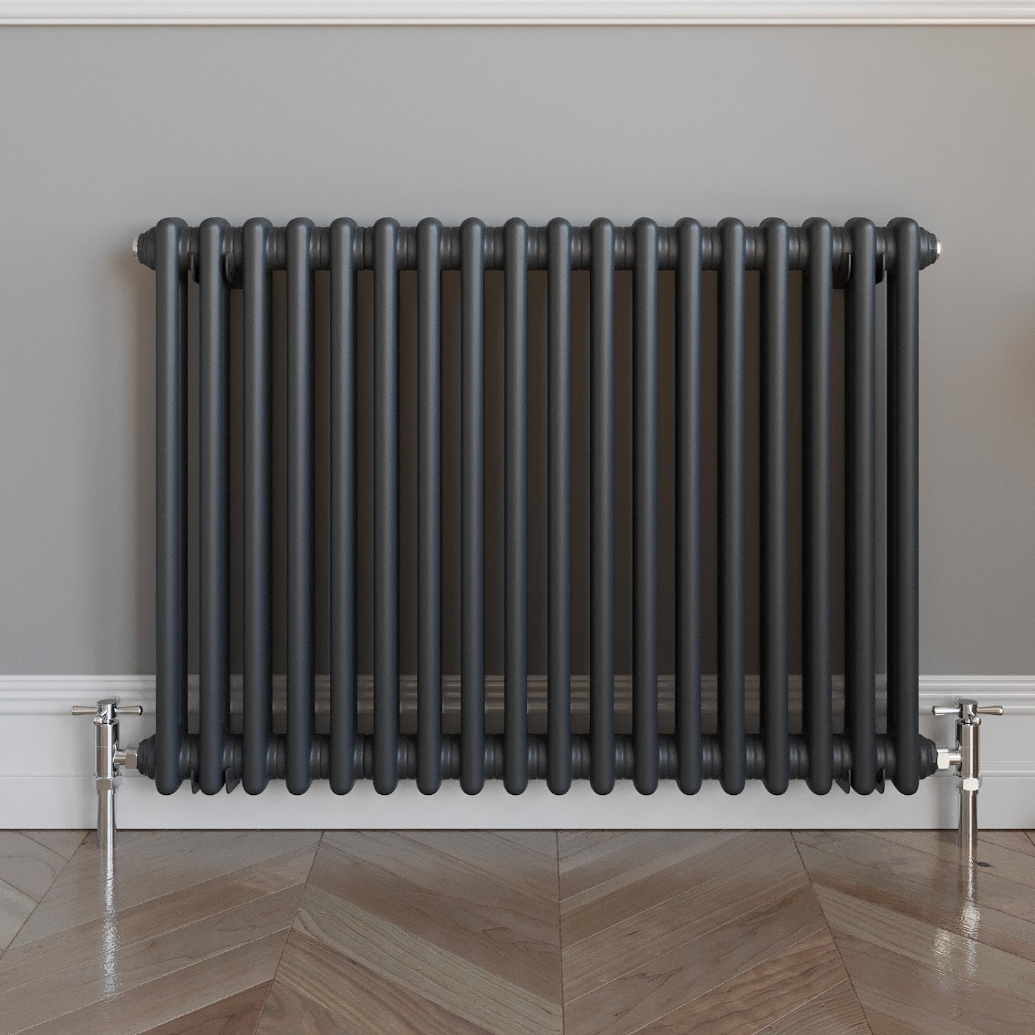 Traditional Colosseum Horizontal Double Bar Radiator 300 x 1000mm Anthracite