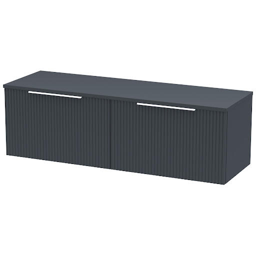 Regis Fluted Wall Hung Anthracite Countertop Vanity Unit - 1200mm
