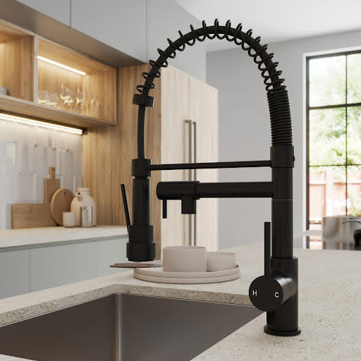 Sauber Astano Pull Out Kitchen Tap – Single Lever Black - View #11