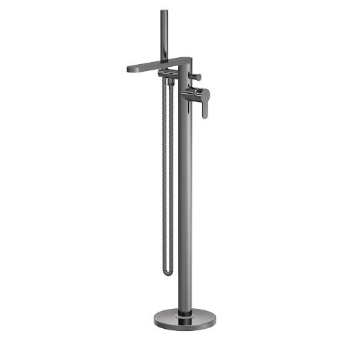 Aquari Curvo Brushed Pewter Freestanding Bath Shower Mixer Tap with Kit