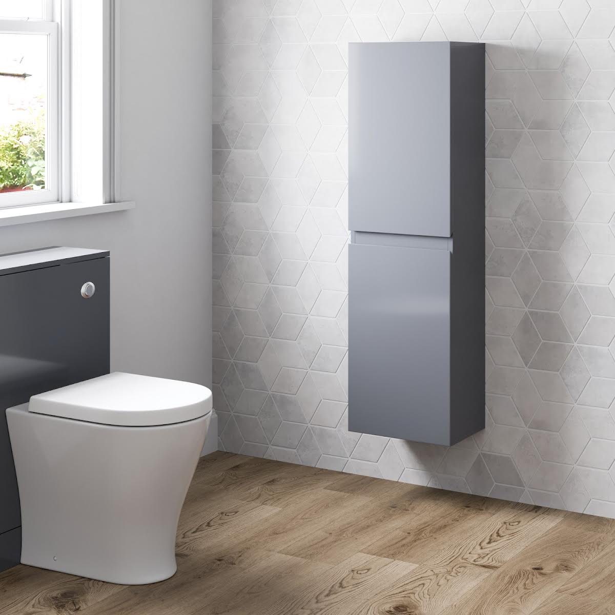 Artis Centro Grey Gloss Wall Hung Tall Bathroom Cabinet