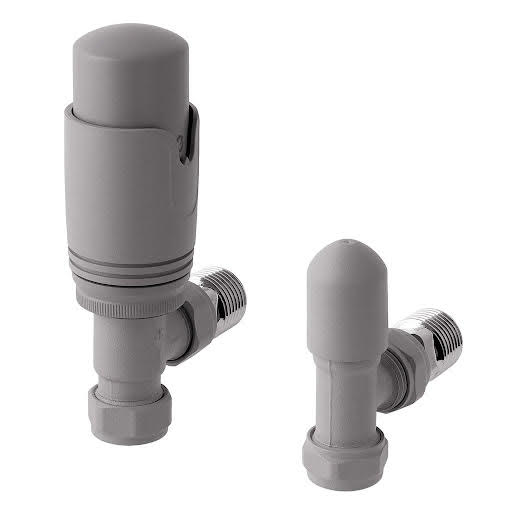 Solaro 15mm Angled Thermostatic Radiator Valve & Lockshield - Matt Grey
