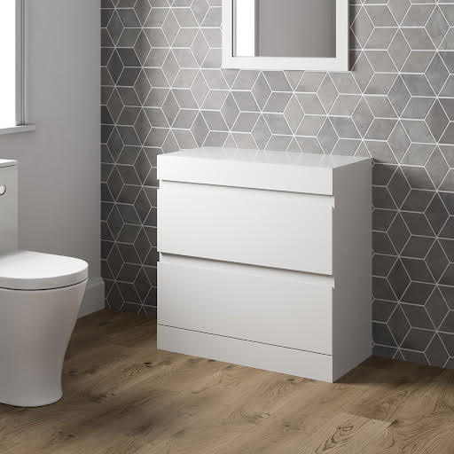 Artis Centro White Gloss Freestanding Countertop Vanity Unit without Basin - 800mm