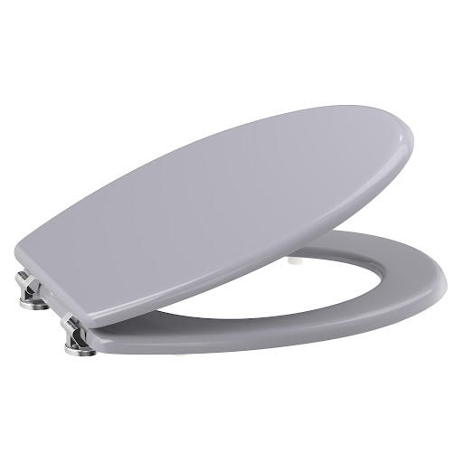 Ceramica Round Wooden Toilet Seat - Bottom Fix Grey Gloss
