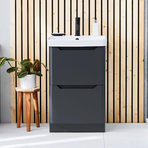 Scudo Ella Anthracite Freestanding Vanity Unit with Basin 600mm