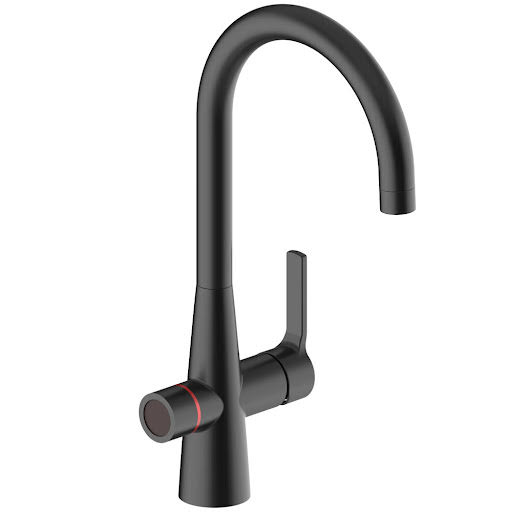Sauber 4-in-1 Black Boiling Water Tap with Black Tank - Curved