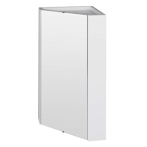 Vasari Single Door White Mounted Mirror Corner Bathroom Cabinet 650 X 460mm