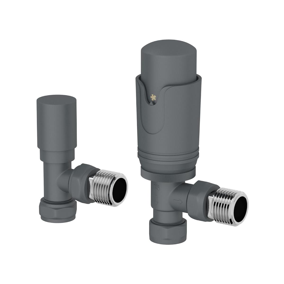 Duratherm Angled Anthracite Thermostatic Radiator Valve and Lock Shield ...