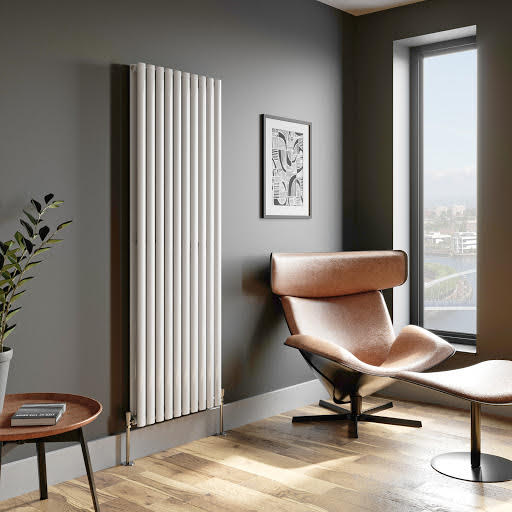 DuraTherm Vertical Oval Tube Double Panel Designer Radiator - 1800 x 600mm White
