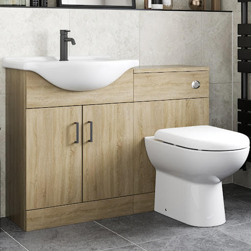 Alpine Oak Wood Toilet & Vanity Unit with Basin - 1150mm