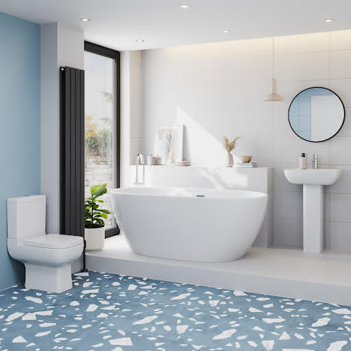 Affine Amelie Bathroom Suite with Montbel Freestanding Bath, Toilet & Full Pedestal - 1500mm