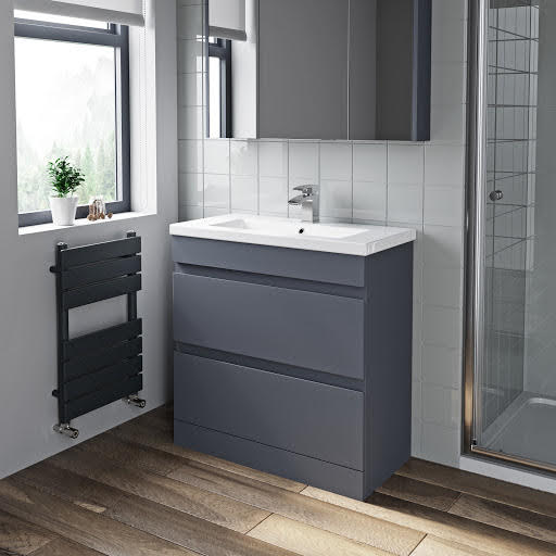 Artis Grey Gloss Floor Standing Drawer Vanity Unit 800mm Artis Grey Gloss Floor Standing Drawer, Monza Grey 800mm Wall Hung 2 Drawer Vanity Unit