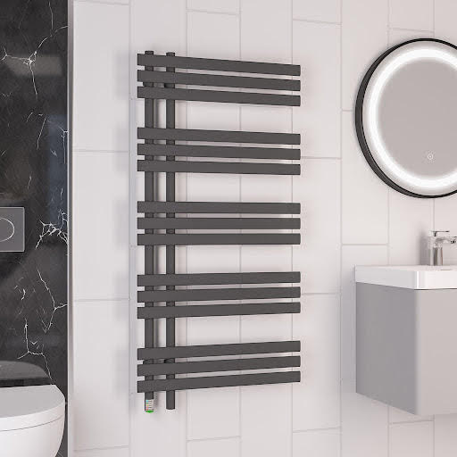 Solaro Loddon 1200 x 600mm Electric Heated Towel Radiator - Matt Anthracite