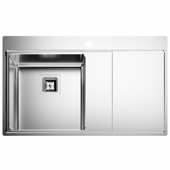 Sauber 1 Bowl Square Inset Stainless Steel Kitchen Sink Right Hand