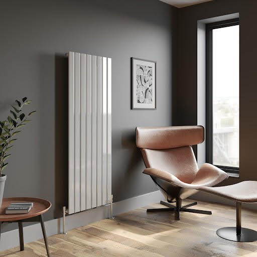 DuraTherm Vertical Single Flat Panel Designer Radiator - 1600 x 605mm White