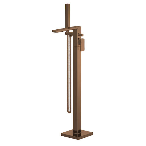 Aquari Quadro Brushed Bronze Freestanding Bath Shower Mixer Tap with Kit