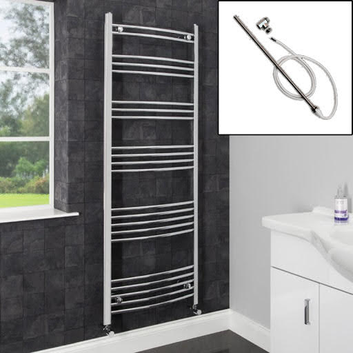DuraTherm Dual Fuel Heated Towel Rail 1600 x 600mm Curved Manual