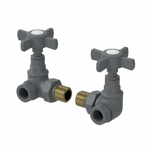 DuraTherm Corner Cross Head Anthracite Radiator Valves - 15mm