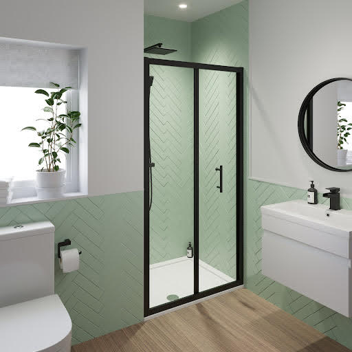Luxura Bifold Shower Door 900mm - 6mm Black