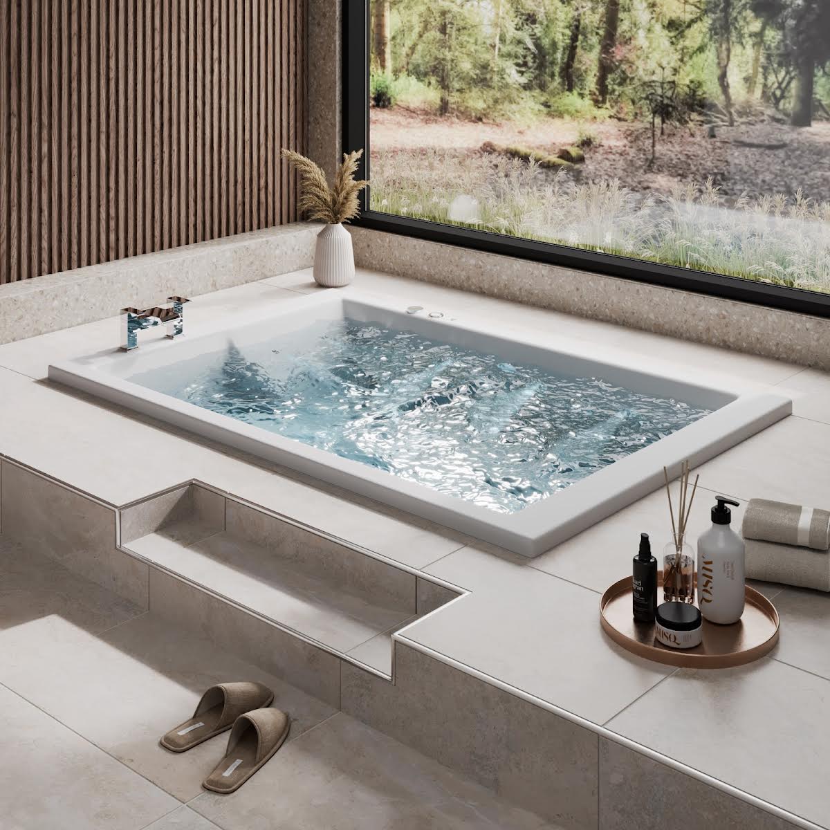 Vitura Deep Whirlpool Bath with 14 Jets & 12 Airspa Jets - 1800 x 1200mm