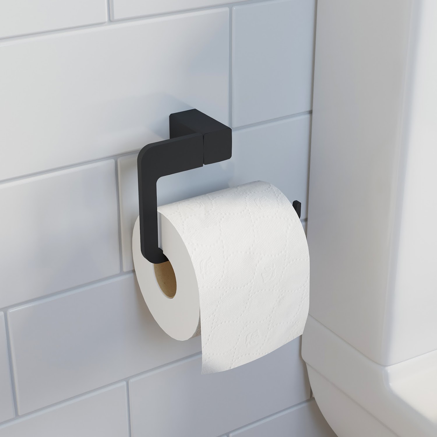 Bathroom WC Toilet Roll Holder Black Square Wall Mounted Stylish Modern eBay