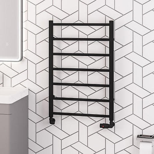Solaro Tuscan Round Bar 800 x 600mm Heated Towel Radiator - Matt Black