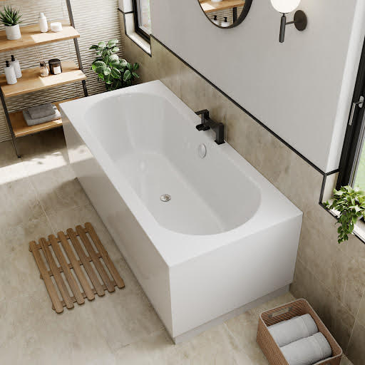 Ceramica Double Ended Curved Bath With Side Panel  - 1700x700mm