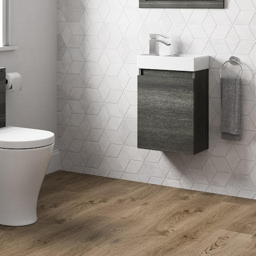 Artis Centro Grey Wall Hung Cloakroom Wood Basin Vanity Unit 400mm