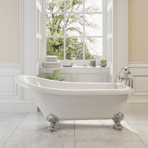 Park Lane Buxton Freestanding 1550 x 750mm Roll Top Bath With Ball Feet