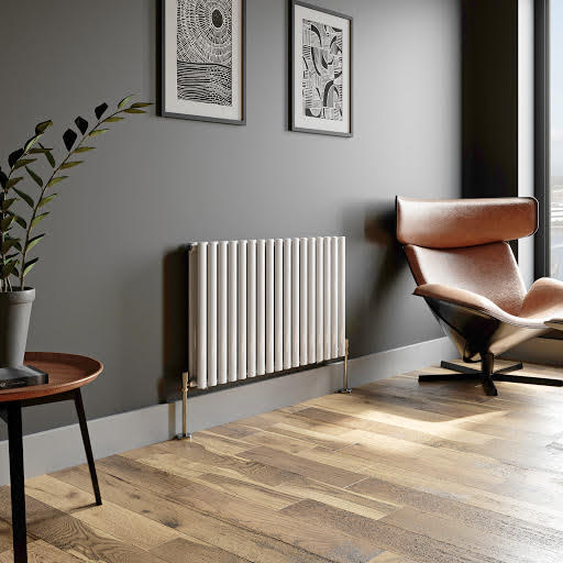 DuraTherm Horizontal Oval Tube Double Panel Designer Radiator - 600 x 1020mm White