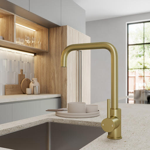 Sauber Carena Brushed Brass Kitchen Mixer Tap