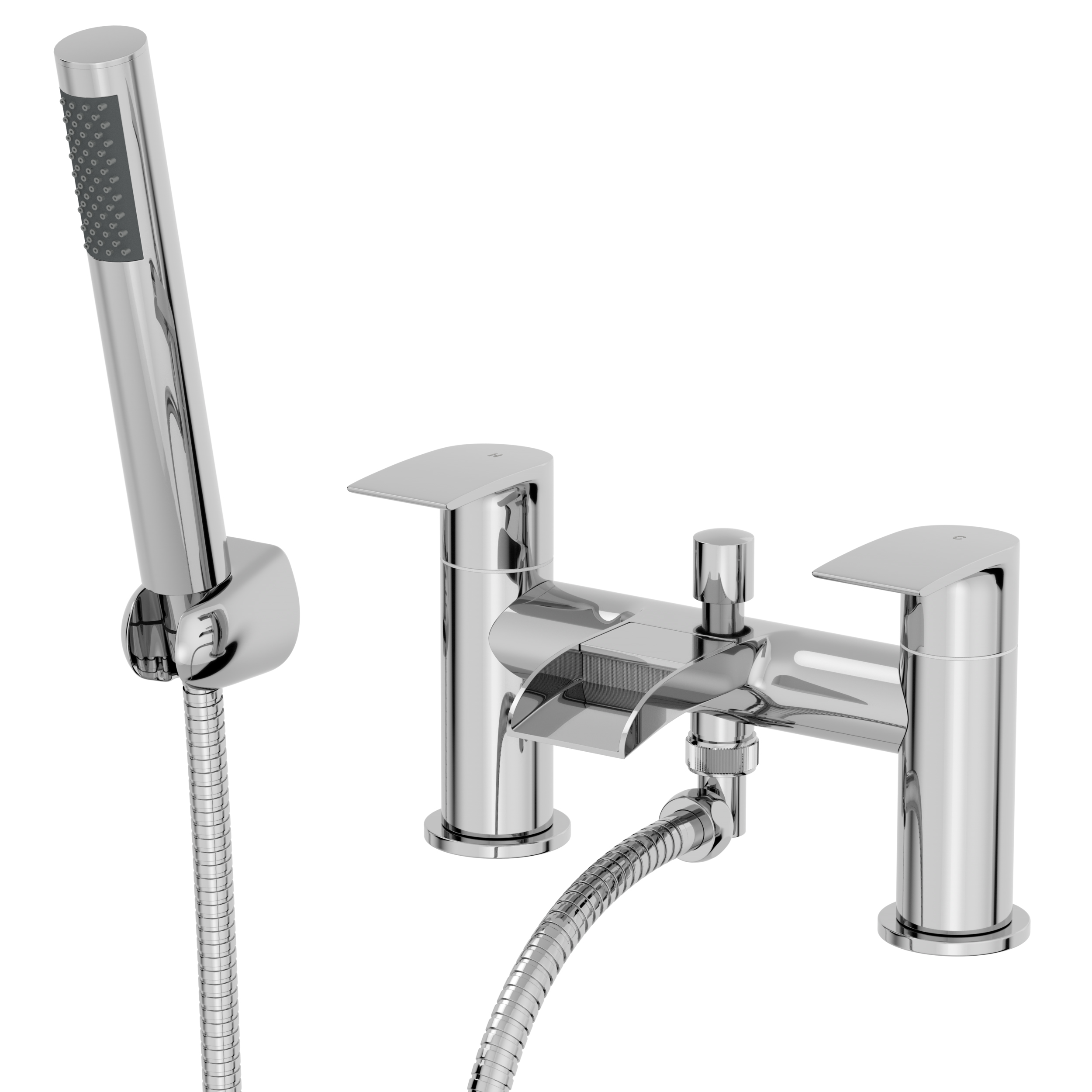Waterfall Bathroom Bath Shower Mixer Tap Brass Twin Lever Handset Hose Chrome eBay