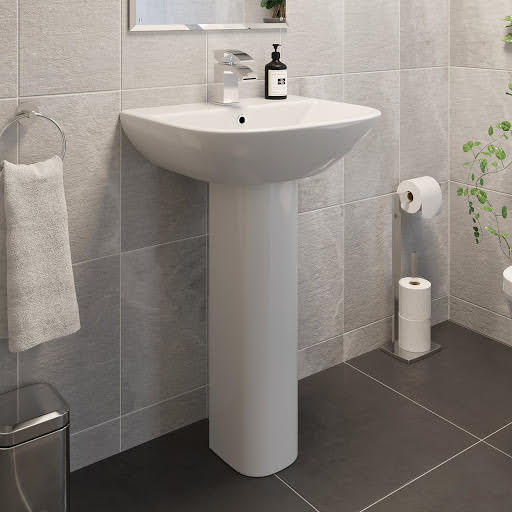 Ceramica Marseille Full Pedestal Basin 550mm 1 Tap Hole
