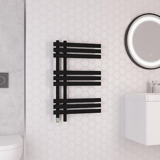 Solaro Loddon 800 x 500mm Electric Heated Towel Radiator - Matt Black