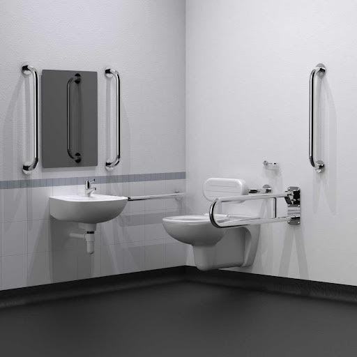 NymaPRO Wall Hung Doc M Toilet Pack with Polished Concealed Fixings Grab Rails - DM830KCS/SP