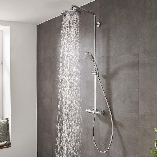hansgrohe Croma Showerpipe 220 EcoSmart with Thermostatic Mixer Shower Chrome - 27188000