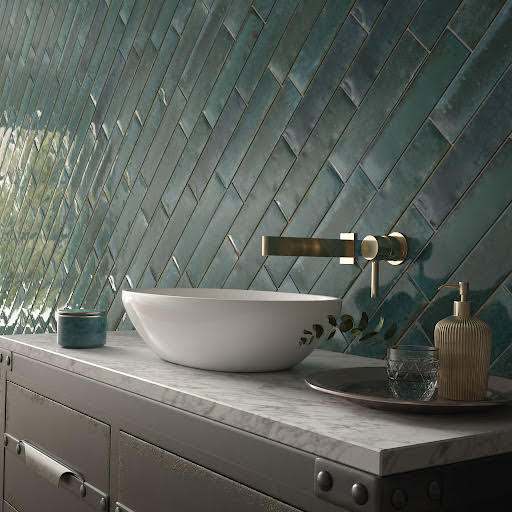 Amiata Aspire Blue Ceramic Wall Tiles 75 x 300mm