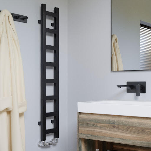 Terma Easy Matt Black Heated Towel Radiator - 1280 x 200mm