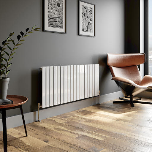 DuraTherm Horizontal Single Flat Panel Designer Radiator - 600 x 1440mm White